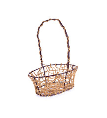empty rattan basket on white background