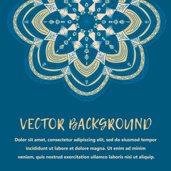 Square invite template. Vector invitation with mandala design element.