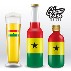 World flag wrapping on beer bottle : Ghana : Vector Illustration
