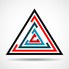 Abstract technology triangle with lines, geometric logo, vector