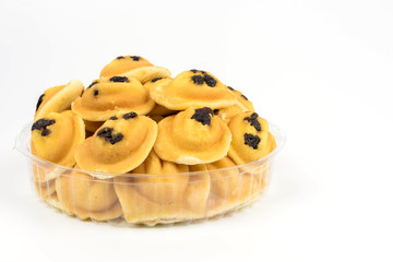 Egg cake, delicious dessert on white background,Thai dessert