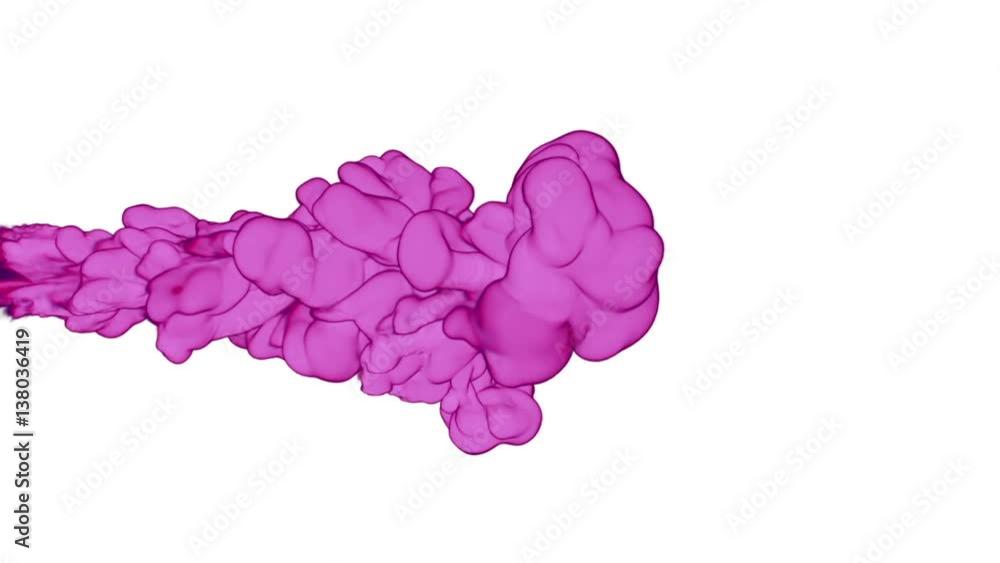 Poster magenta ink in water move in slow motion with alpha mask. vfx cloud of ink or smoke for transitions,