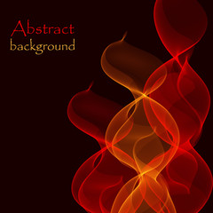 Black background with glowing red and orange waves