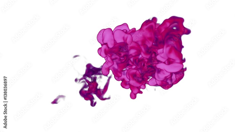 Poster magenta ink in water move in slow motion with alpha mask. vfx cloud of ink or smoke for transitions,
