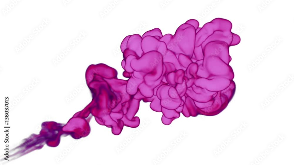 Poster magenta ink in water move in slow motion with alpha mask. vfx cloud of ink or smoke for transitions,