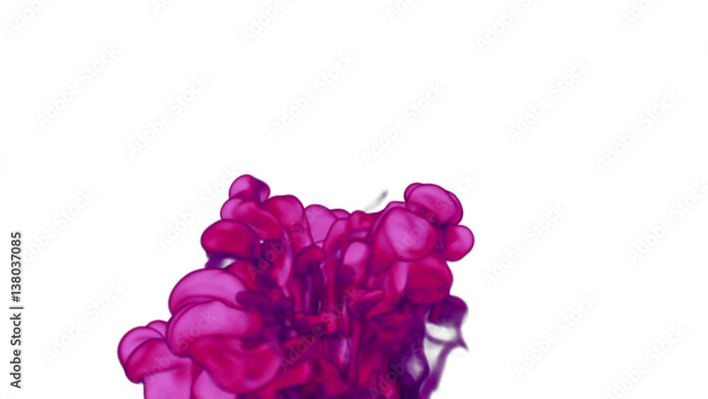 Poster magenta ink in water move in slow motion with alpha mask. vfx cloud of ink or smoke for transitions,