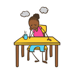 Depressed Cartoon Stick Figure Woman