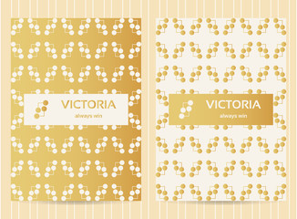 5x7 inch size cards in golden color with lines and dots. Vector luxury templates for restaurant menu, flyer, greeting card, brochure, book cover and any other decoration.