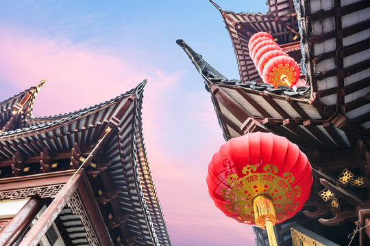 Fototapeta Chinese new year lanterns in china