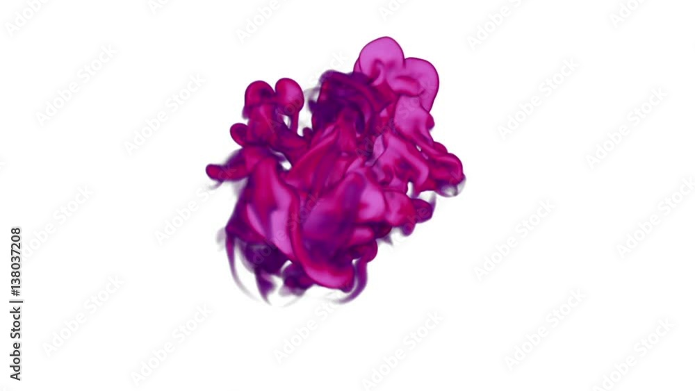 Poster magenta ink in water move in slow motion with alpha mask. vfx cloud of ink or smoke for transitions,