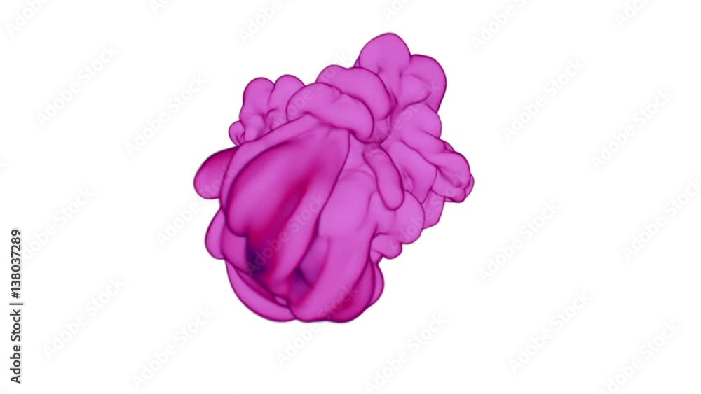 Poster magenta ink in water move in slow motion with alpha mask. vfx cloud of ink or smoke for transitions,
