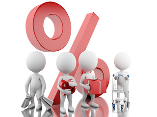 3D White people with percentage symbol.