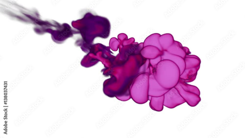 Poster magenta ink in water move in slow motion with alpha mask. vfx cloud of ink or smoke for transitions,