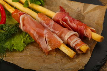 Bread sticks with serrano