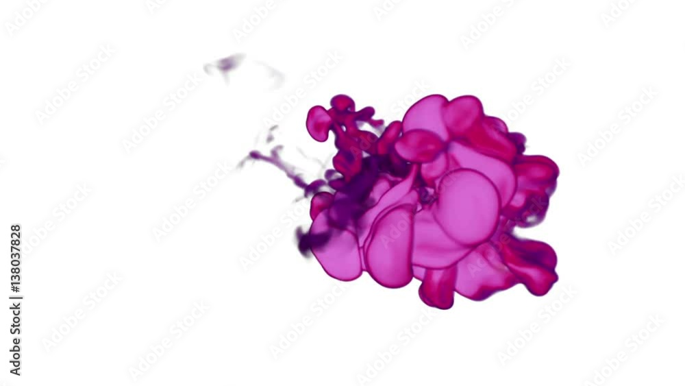 Poster magenta ink in water move in slow motion with alpha mask. vfx cloud of ink or smoke for transitions,