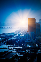 urban skyline with cityscape in Nanchang,China.