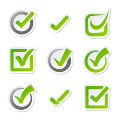 Check box icons of vote mark sign choice yes symbol and correct design right agreement voting form button question choose success graphic vector illustration.