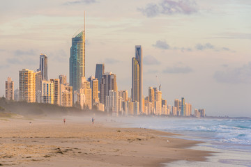 Surfers Paradise waterfront skyline as viewed from beach