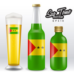 World flag wrapping on beer bottle : Sao Tome : Vector Illustration