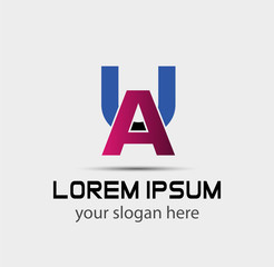 Letter u and a, ua logo vector
