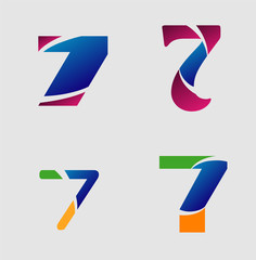 Fototapeta na wymiar Number seven 7 logo icon template elements set 