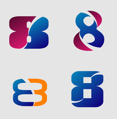 Set of Number eight 8 logo icon template elements set
