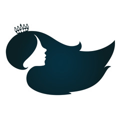 Profile of a girl with hair and a crown