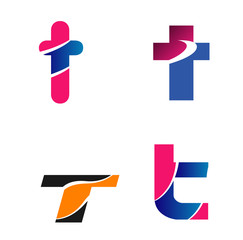Letter t Alphabetical Logo Design Concepts set
