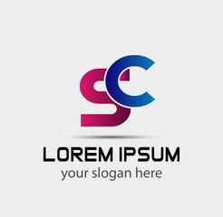 Elegant alphabet S and C letter logo. Vector illustration
