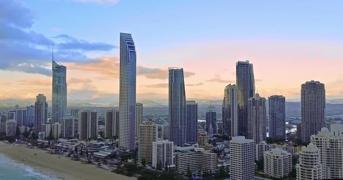 Aerial of the Surfers Paradise skyline on Queensland's Gold Coast