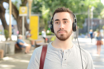 Man listening to music.