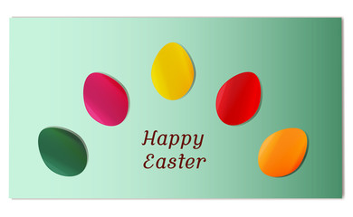 Easter card/Easter card with varicolored eggs on green background
