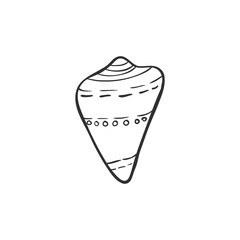 Seashell isolated on white. Vector illustration. Beach concept for restaurant menu card, ticket, branding, logo label. Black and white