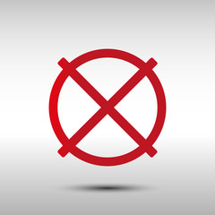 Prohibition sign for web with shadow on gray background