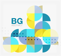 Colorful circles modern abstract composition with text. Geometric background