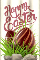 Happy Easter postcard with chocolate eggs 