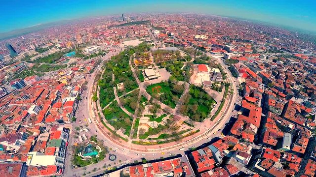 Aerial view of Konya in the spring