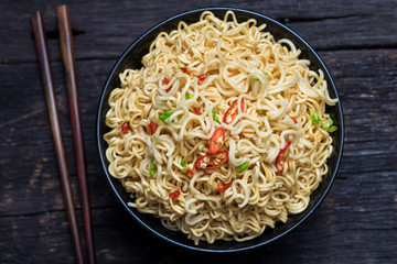 instant noodles in the bowl