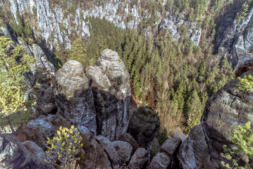 Felsformationen im Elbsandsteingebirge in der sächsischen Schweiz in Deutschland 