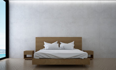 the interior design of minimal bedroom and concrete wall