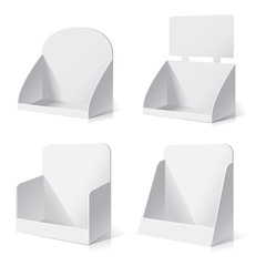 White empty box displays. Display on Isolated white background. Mock-up template ready for design. Product Packing Vector