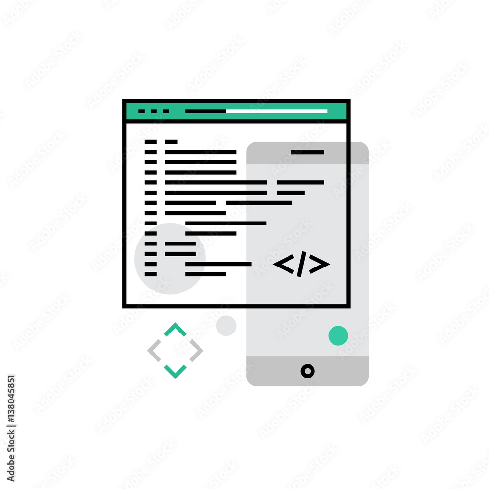 Aufkleber mobile coding monoflat icon.