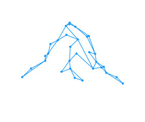 Obraz premium Mountains peak (Matterhorn) logo. Lines and points. Can be used as sports badge, emblem of mineral water, tourism banner, travel icon, sign, decor...