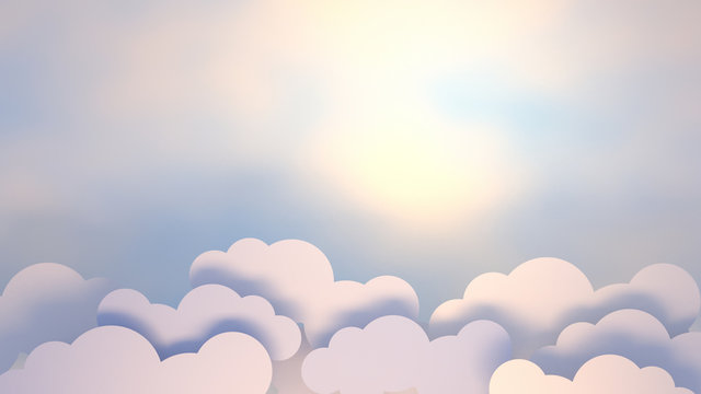3d rendering picture of white clouds paper crafts.