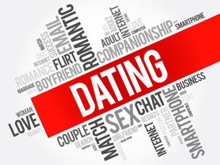 Dating word cloud collage, love concept background