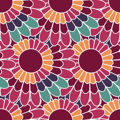 Daisy floral seamless pattern in vector. Colorful endless background with flowers.