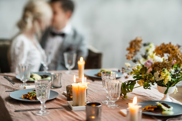 wedding couple on party