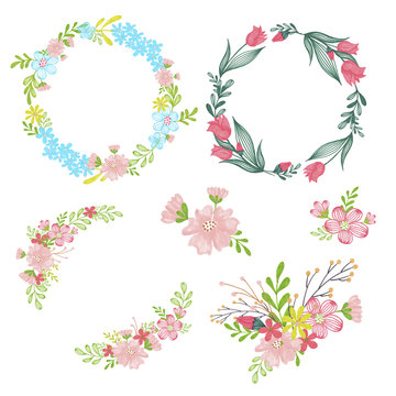 Floral Set Hand-Painted Spring Illustration