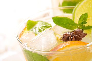 Lime and Orange Fruit Water with ice