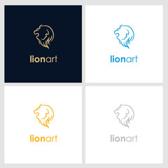 lion line company logo. wild animal logo with minimalist concept
